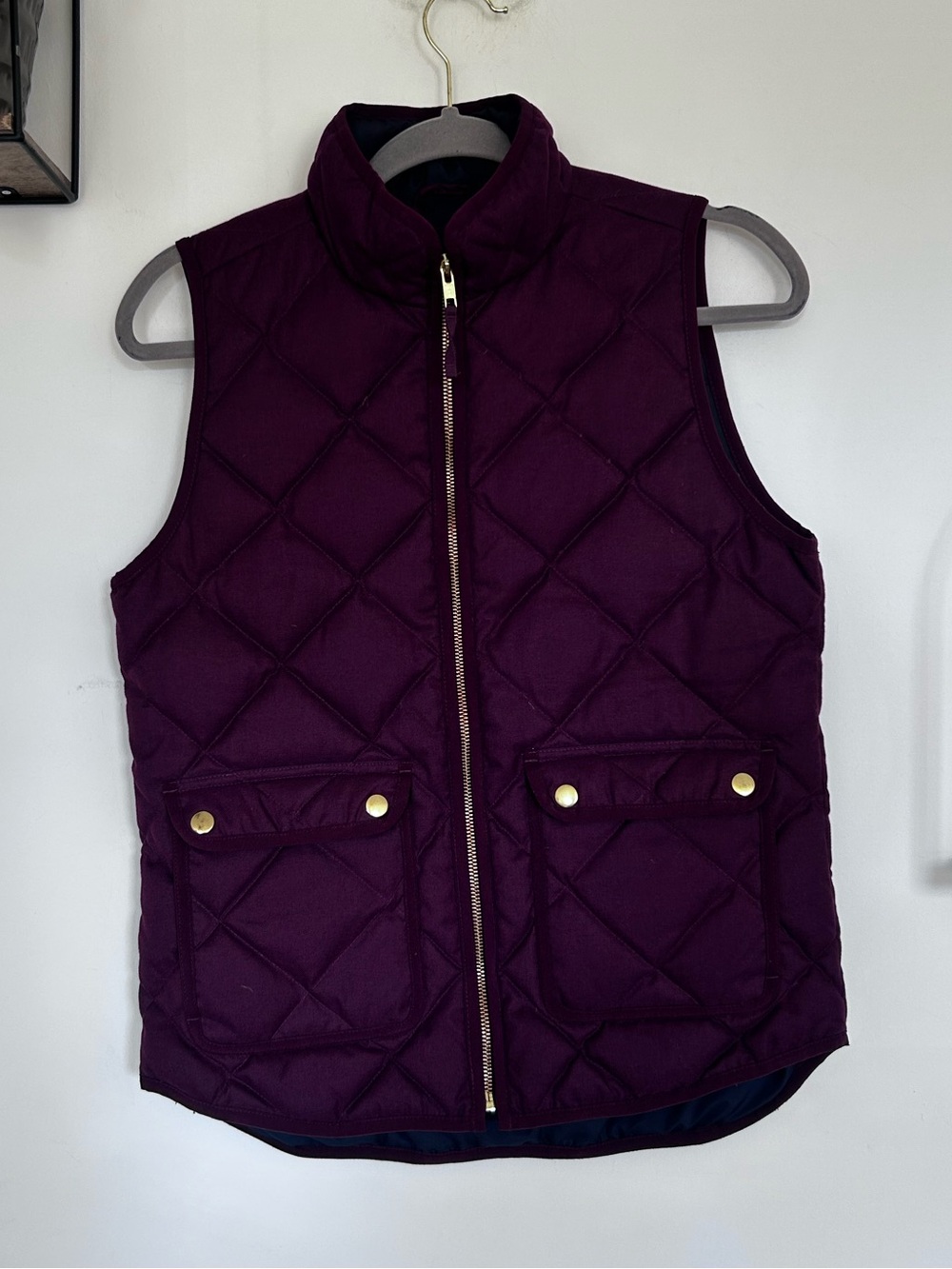 J.Crew Burgundy Down Filled Quilted Vest Size XS